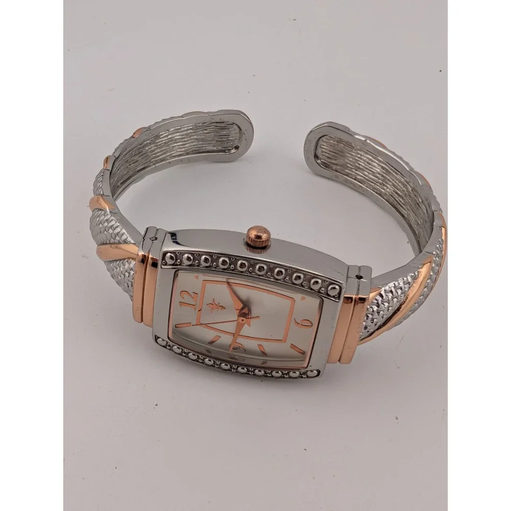 Cannes Women's Watch 25mm Case Rose Gold & Silver Bangle Band- New Battery